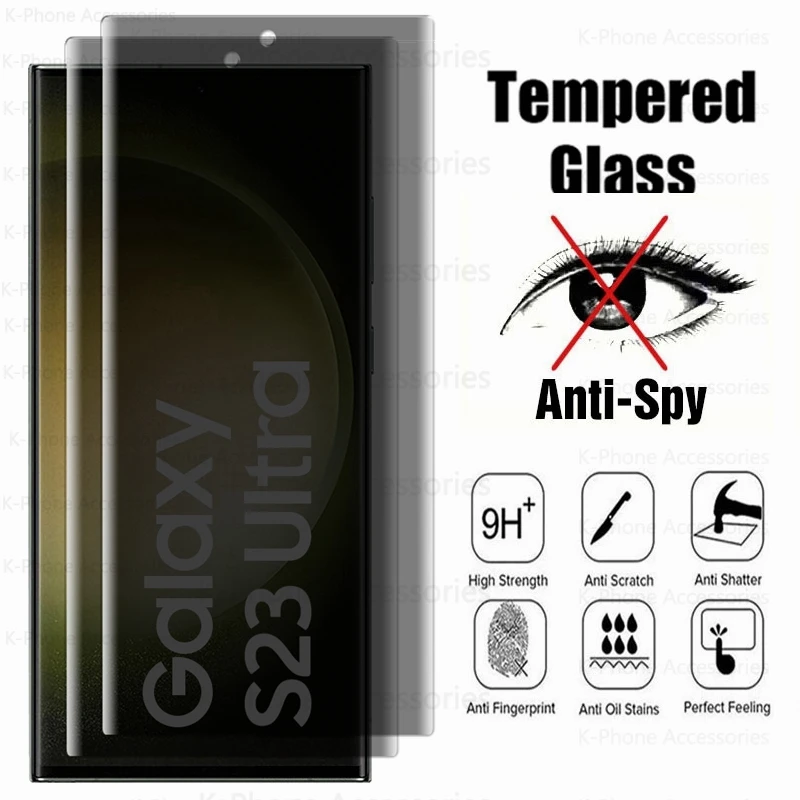 Privacy Tempered Glass For Samsung Galaxy S23 S22 Ultra S21 Plus Anti