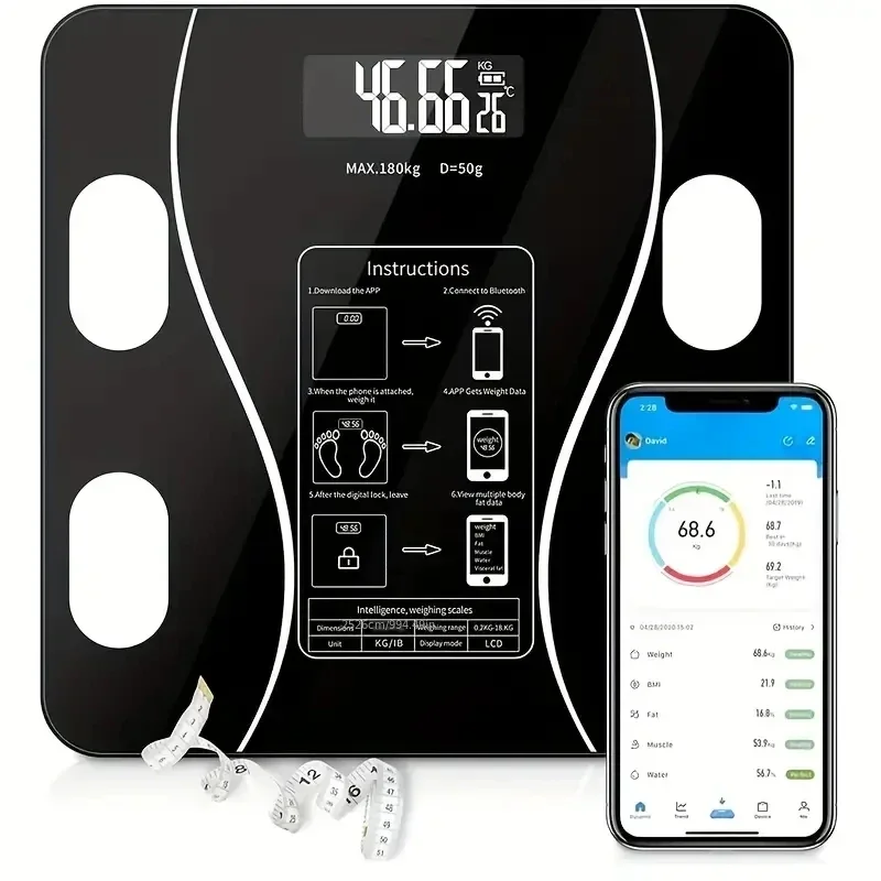 1PC body fat scale, BT BMI scale, intelligent wireless digital body composition analyzer, bathroom tools