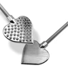 32CM Heart-Shaped Riding Crop Stainless Steel Horse whip，Spike Pain Paddle, Bendable Spank Paddle 5