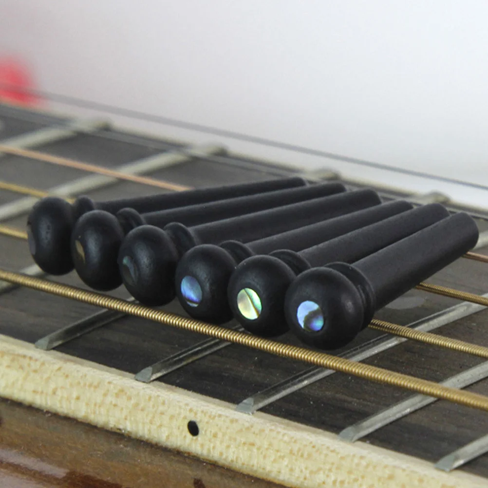 6 Pcs Guitar Bridge Pin Replacement Wooden String Stud With Dot Inlay for 40 42 Inch Wooden Folk Guitar guitar accessories,acoustic guitar bridge pins