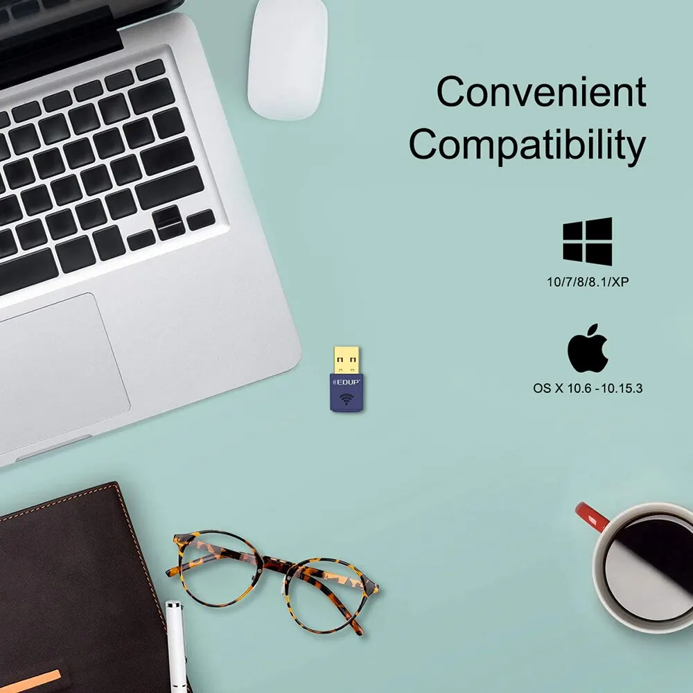 EDUP 8568 Mini WiFi Adapter 150Mbps Wireless Network Card Bluetooth4.0 USB2.0 WiFi Ethernet Stable Signal Adapter for PC Laptop - 5