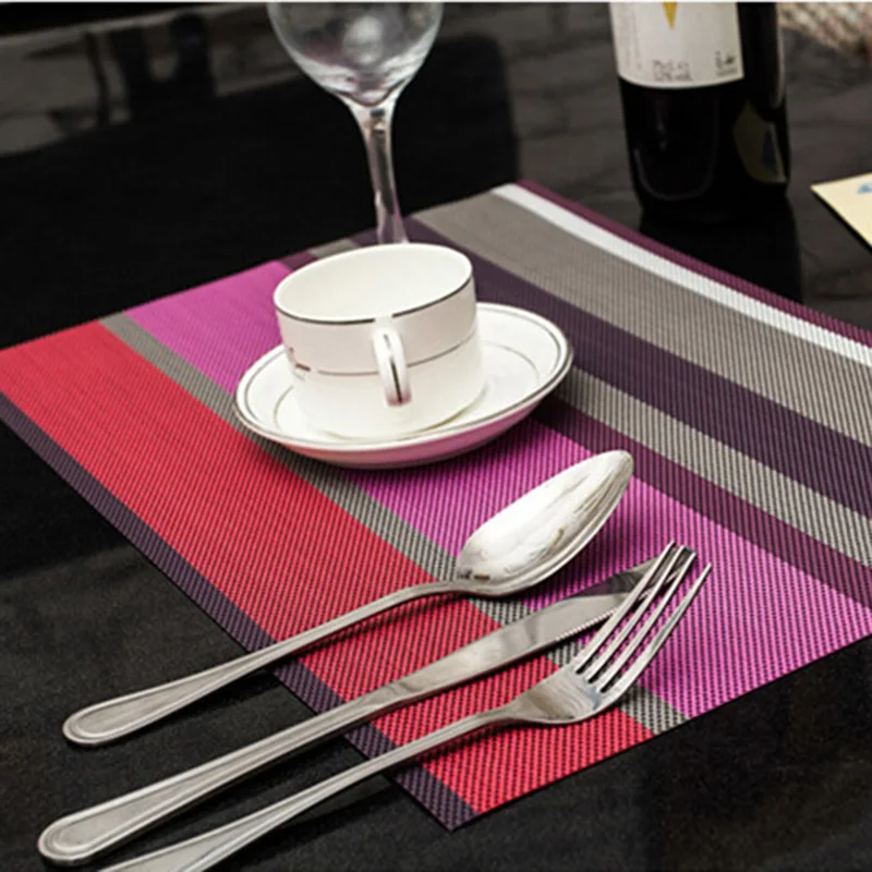 1PCS PVC Non Slip Pad Kitchen Accessories Stripe Pat Dining Table Mats Oil Proof Table Placemat Heat Insulation Waterproof