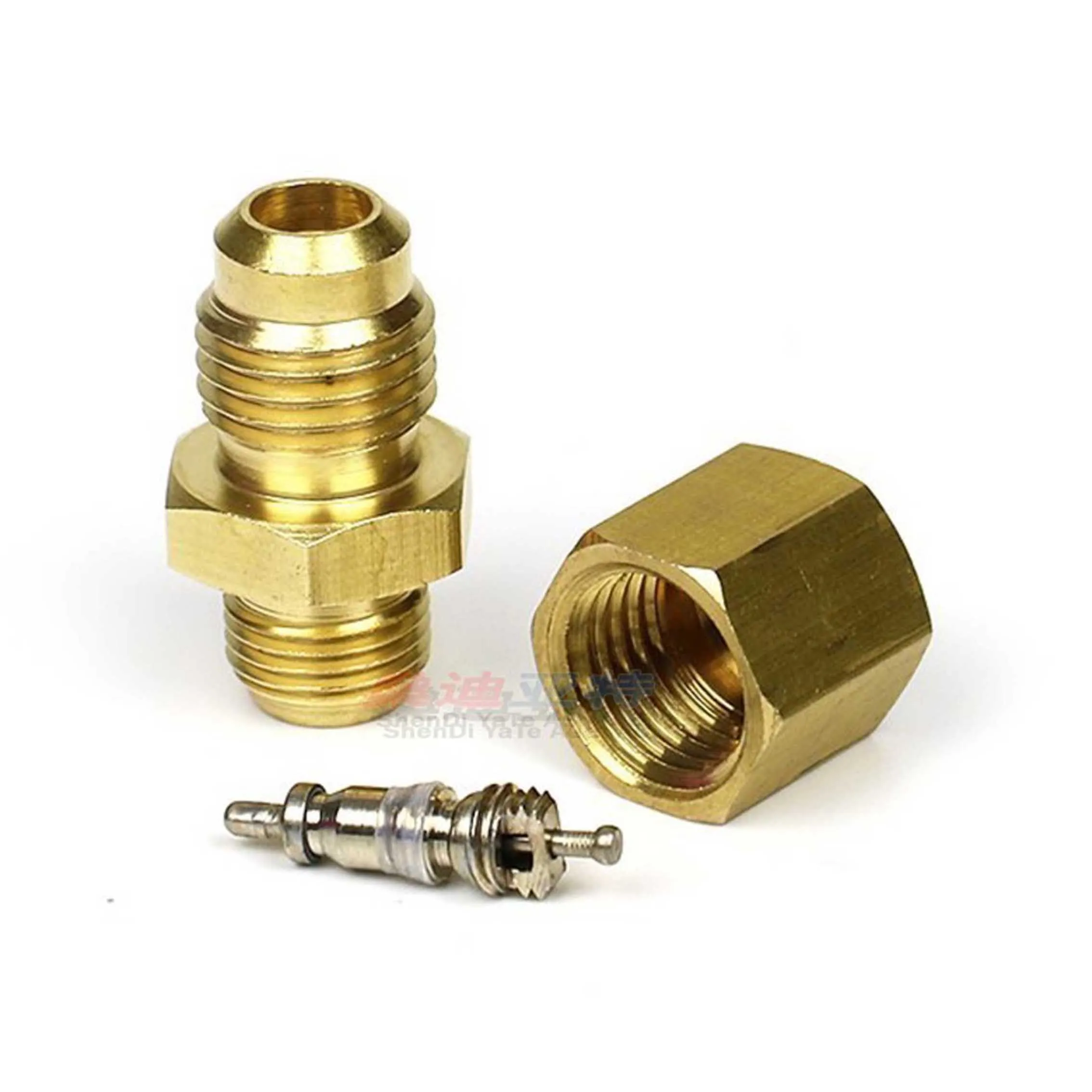 5 Sets Copper Air Conditioning Valve Core Valve Cover Pipe Joint For Sanden SD508 Passat B5 Compressor Repair Parts