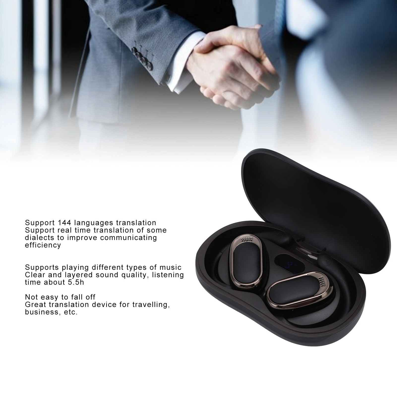 Language Translator Earbuds 144 Languages Translation Bluetooth 5.4 Wireless Music Earbuds Translator Device for Business Travel