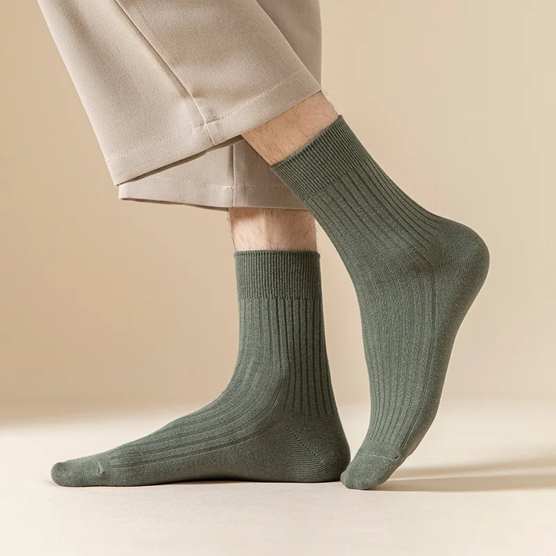 Mens Crew Socks - 3 Pairs Black  White Casual Cotton Streetwear