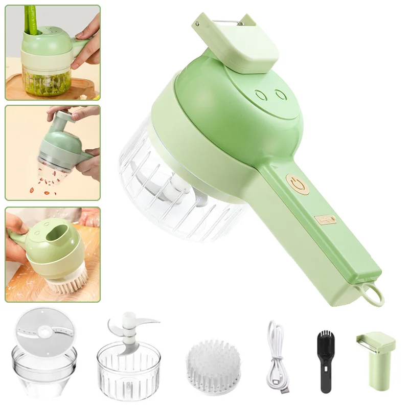 4 In1 Multifunctional Electric Vegetable Cutter Slicer Garlic Mud