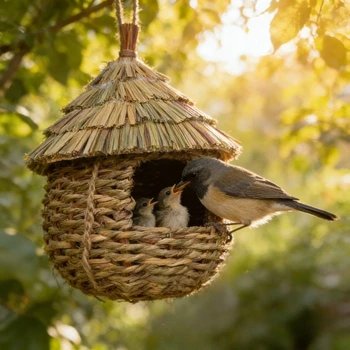Handmade Woven Hummingbird House 1