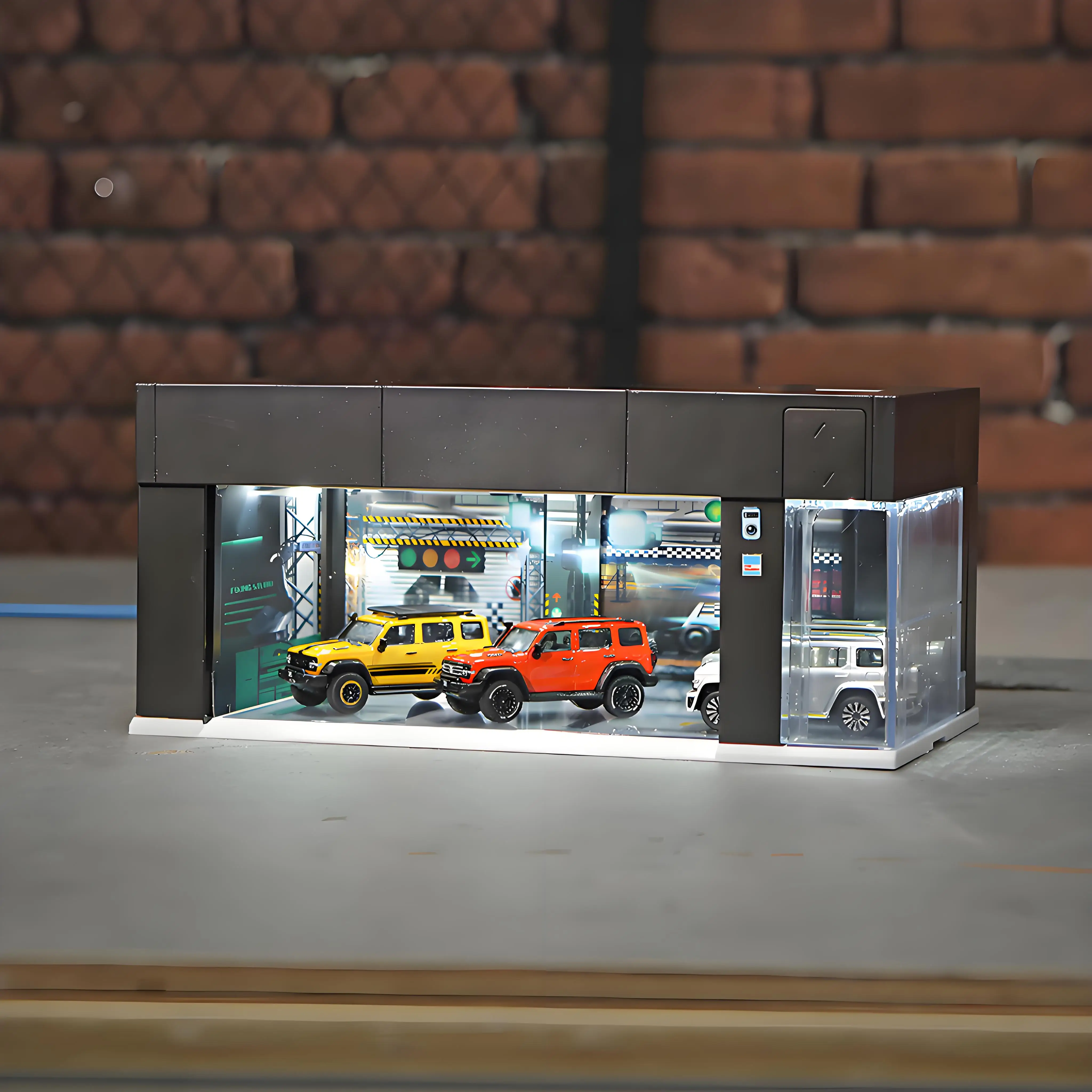 1/64 Garage Scene Model Simulation Parking Place with Light Voice