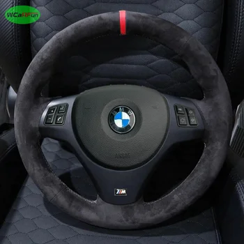 Volante per auto personalizzato treccia morbida pelle scamosciata copertura antiscivolo per BMW E90 Pack M Sport M3 E91 E92 E93 E87 E81 E82 E88 X1 E84