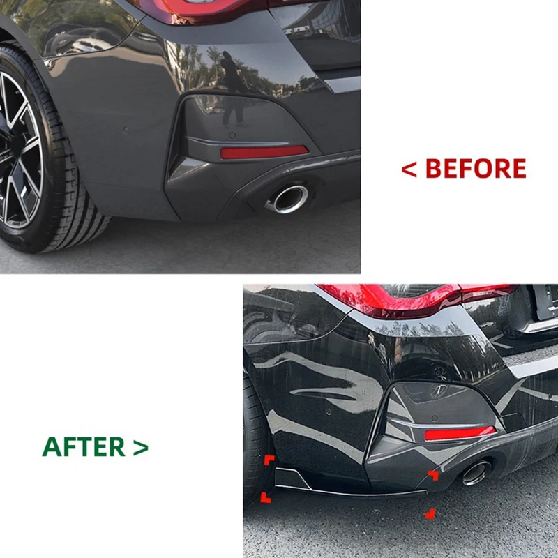 Car Rear Bumper Lip Diffuser Splitter Winglet Apron Spoiler For BMW G26 M Sport + Spoiler Wind Knife