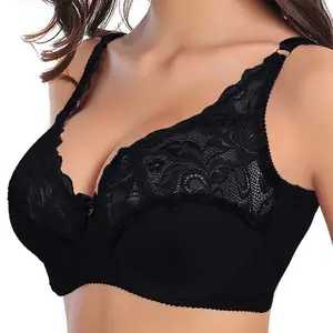 Big Size Sexy Women Lace Bra Anti-catching Gather Bra Underwear Large Cup  (e ~ F Cup)