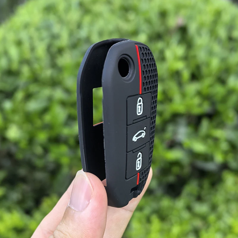 Silicone Cover for Car Remote Key with 3-Button Protection, Flexible Key Shell Case