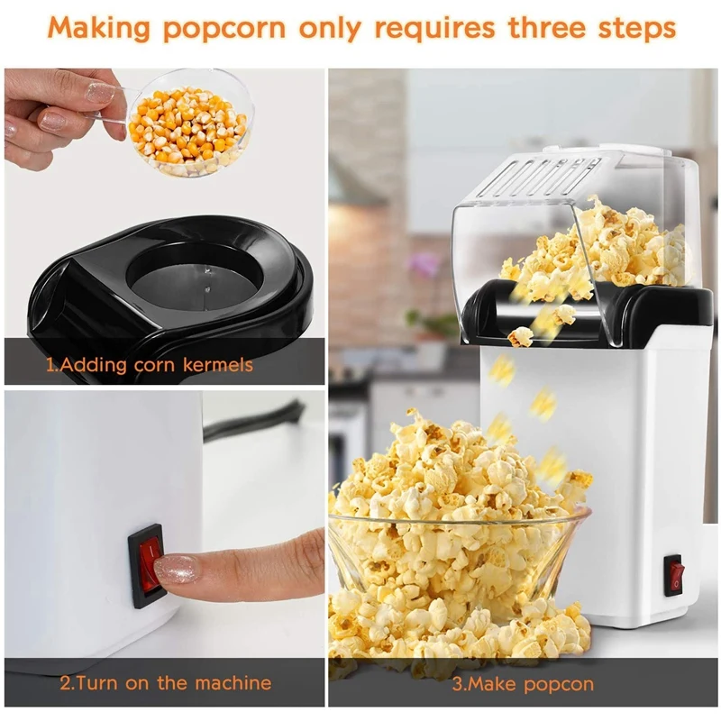 Popcorn Machine For Home Automatic Mini Hot Air Popcorn Maker Diy