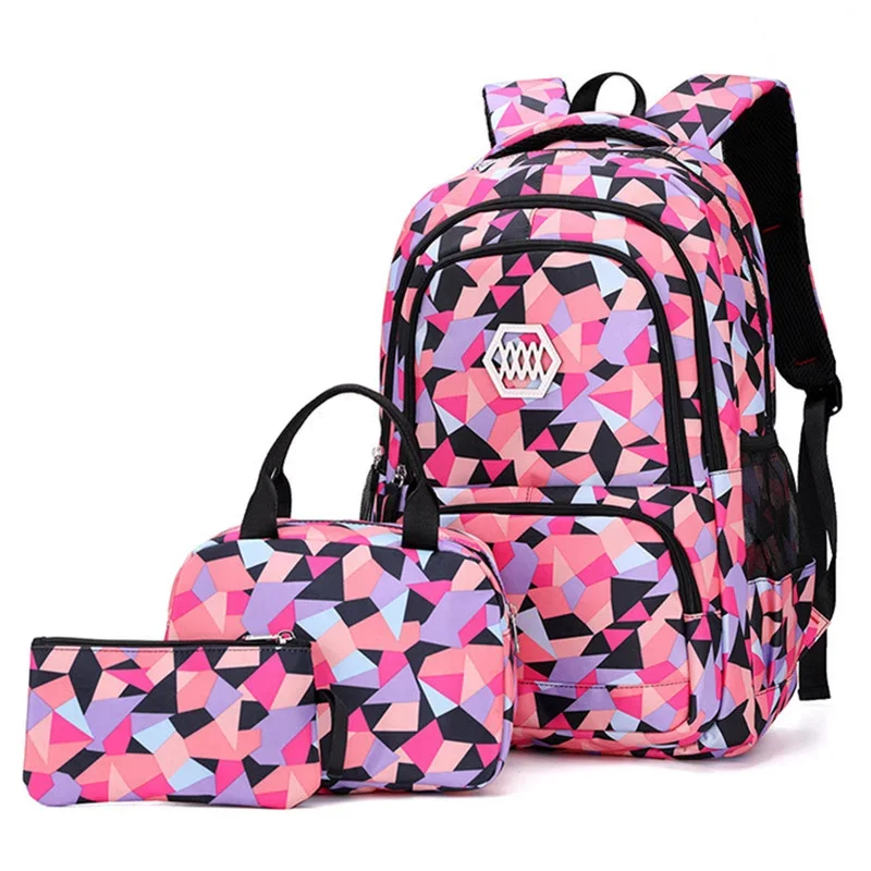 

School Bags for Teenagers Girls Schoolbag Large Capacity Boys Printing School Backpack Set Rucksack Bagpack Kids Cute Book Bags