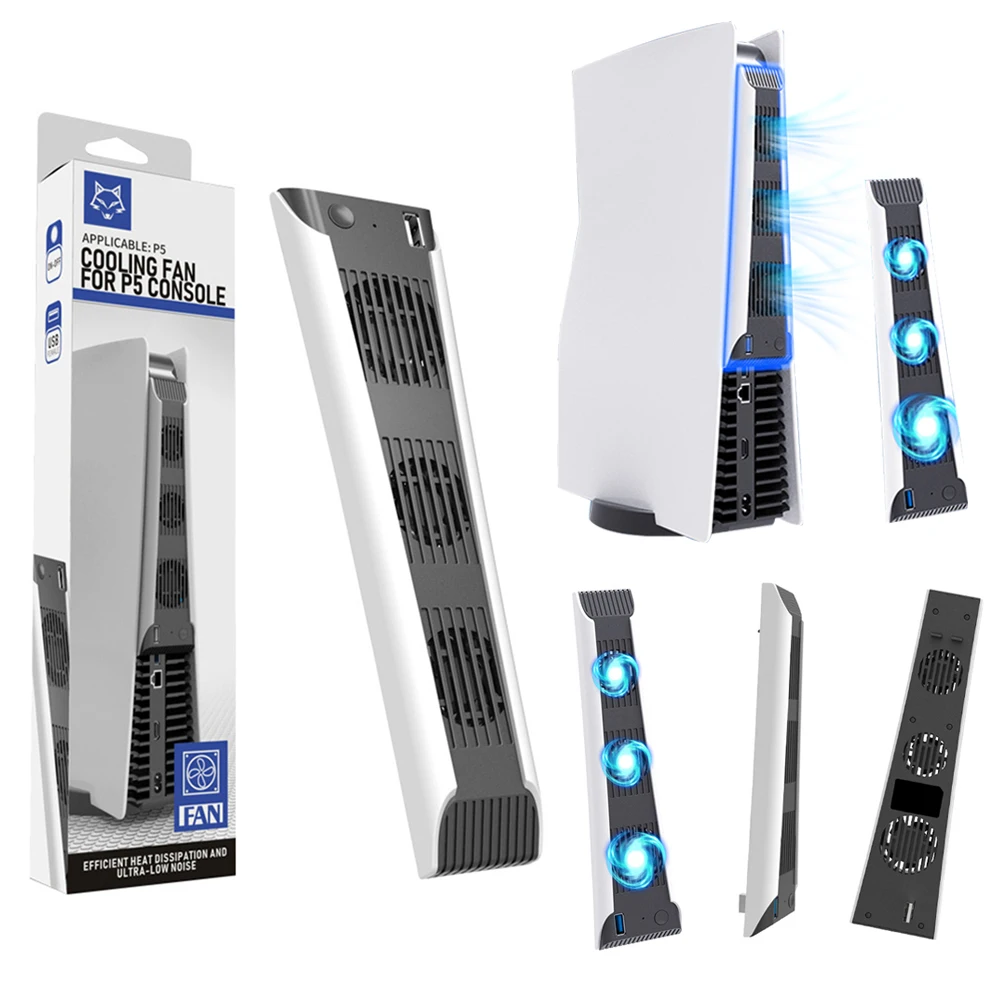 For PS5 Console External Host Cooling Fan Vertical Stand External Host Cooling Fan for Play Station PS5 Game Accessories