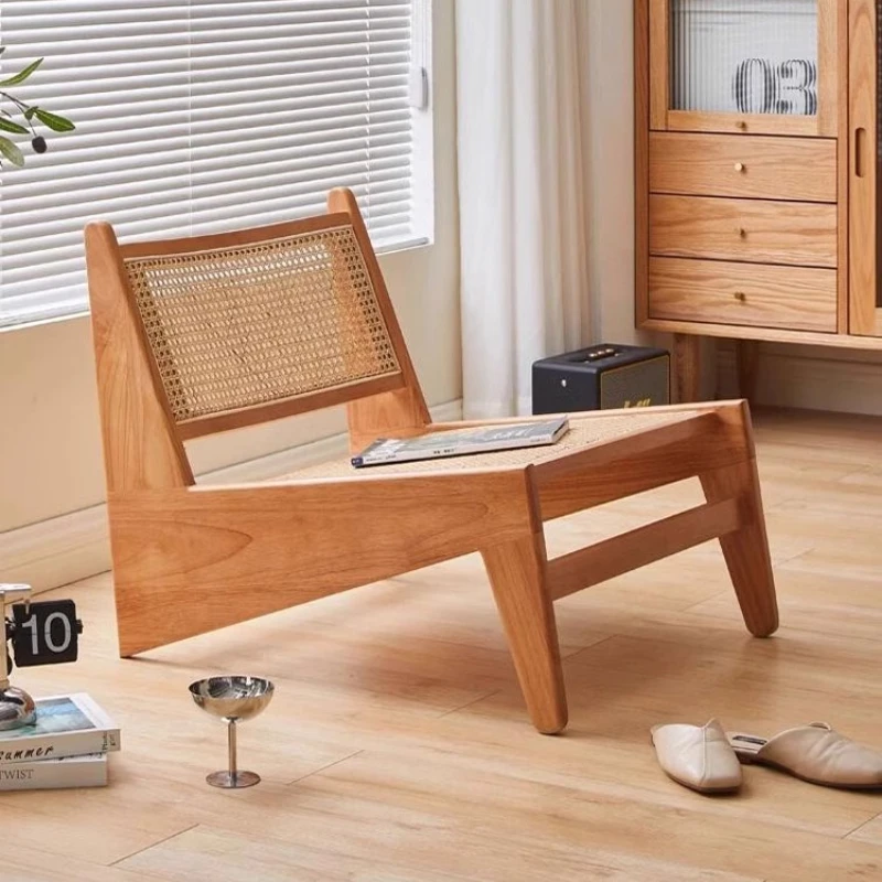 Nordic Solid Wood Rattan Armchair 2