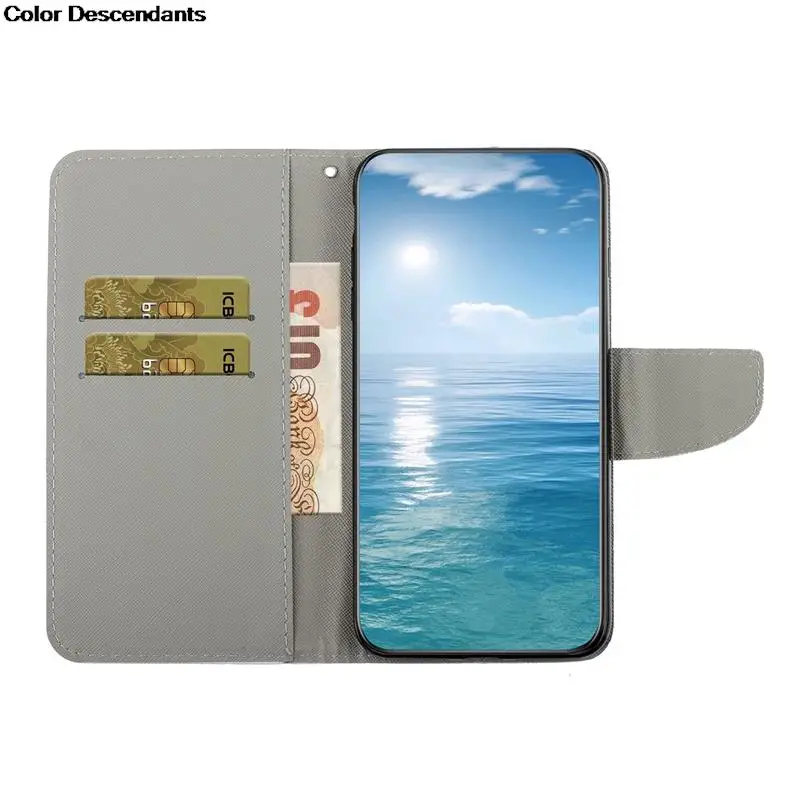 Luxurious Leather Elephant Flip Wallet Phone Case - Painted Design with Stand Function