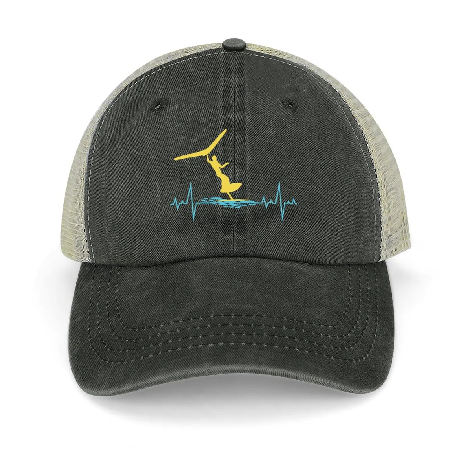 

Wing Foiling Surfing Heartbeat Funny Cowboy Hat Icon Fishing cap Women's Golf Wear Men's