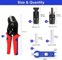 Ensemble d'outils de sertissage solaire, Kit de connecteurs solaires photovoltaïques, connecteurs Solor de panneau 1000V 30A pour câble PV/MC 2.5/4/6 mm2 2