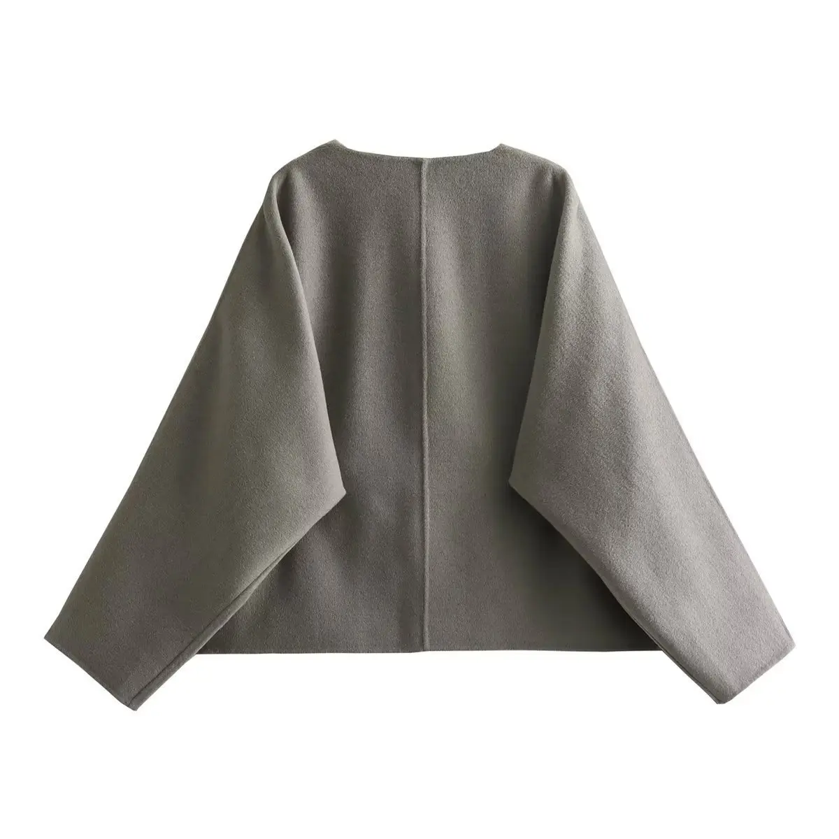 Female Autumn Commute Outwear Pocket Fashion V-Neck Long Sleeve Patchwork Streetwear Solid Cropped Coat Ladies Jacket New