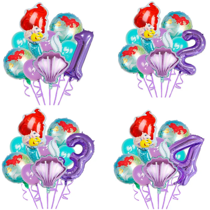 

9pcs Disney Little Mermaid Foil Balloon Set Girl Birthday Party Decoration Baby Shower Decor Princess Ariel Helium Ballon Supply