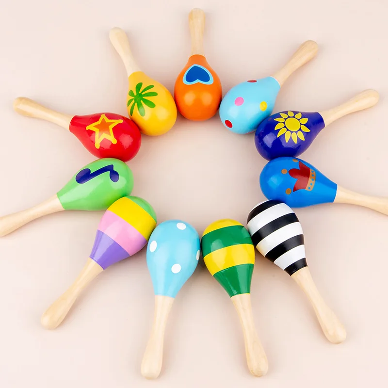 Maracas de dessin animé en bois coloré pour enfants, instruments de musique  Orff, exercice de marteau de sable, Audothy Bell, jouets pour bébés, 1 PC -  AliExpress