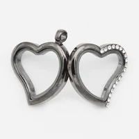 1pcs Heart Crystal 1.2in/30mm Magnetic Open Glass Floating Locket DIY Memory Box For Floating Charms 2