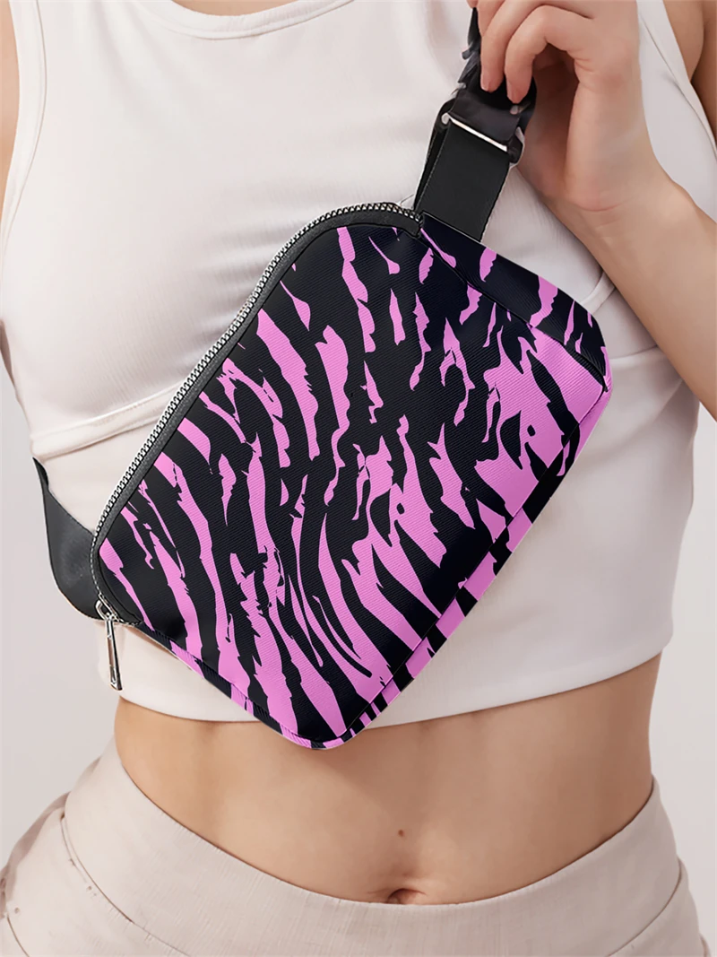 1pc,purple leopard print pattern fashionable adjustable crossbody bag, neutral sports waist bag, suitable for running