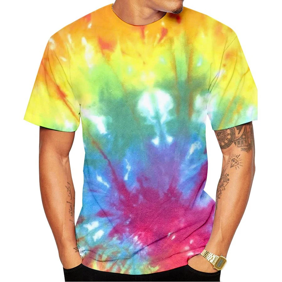 Tie Dye 3D Print Short Sleeve T Shirt