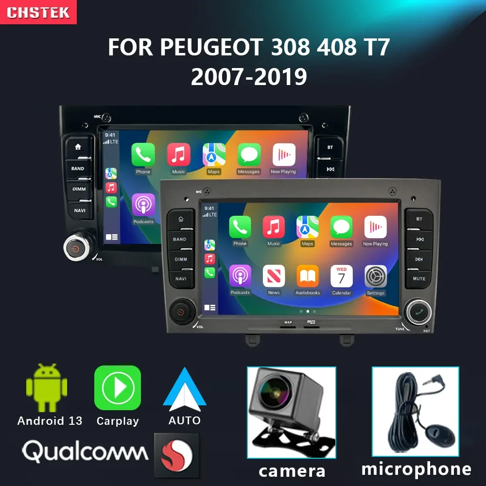 

CHSTEK Android 13 Car Radio Carplay Navigation For Peugeot 308 308 SW 408 T7 2007 - 2019 Qualcomm Bluetooth WIFI 4G Auto Stereo
