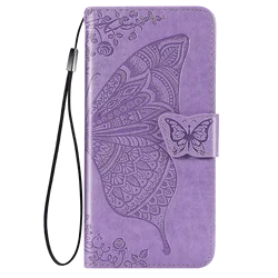 Butterfly Leather Flip Wallet Phone Case Cover - Moto G86 Power 5G (Light Purple)