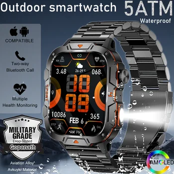 martwatch Militare Outdoor per Uomo – Chiamate Bluetooth, Impermeabile IP68/5ATM, Torcia LED, Batteria 420mAh 1