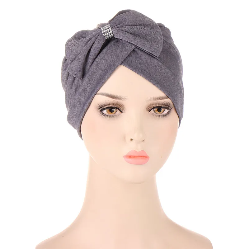 

Cross Forehead Inner Hijab Turban Women Muslim Pleated Chemo Cap Bowknot Islamic Headscarf Hair Loss Bonnet Hat Turbante Mujer