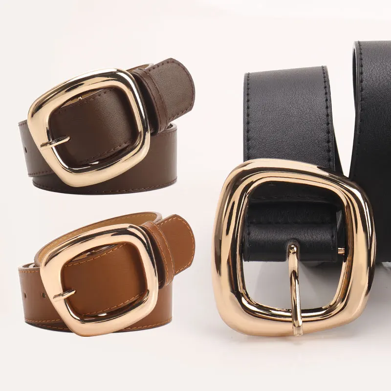 Neuer vielseitiger trapezförmiger Schnallenbreiter Damengürtel, modischer Pendler-Casual-Stil, gepaart mit Jeans-Kleidungsgürtel für Damen