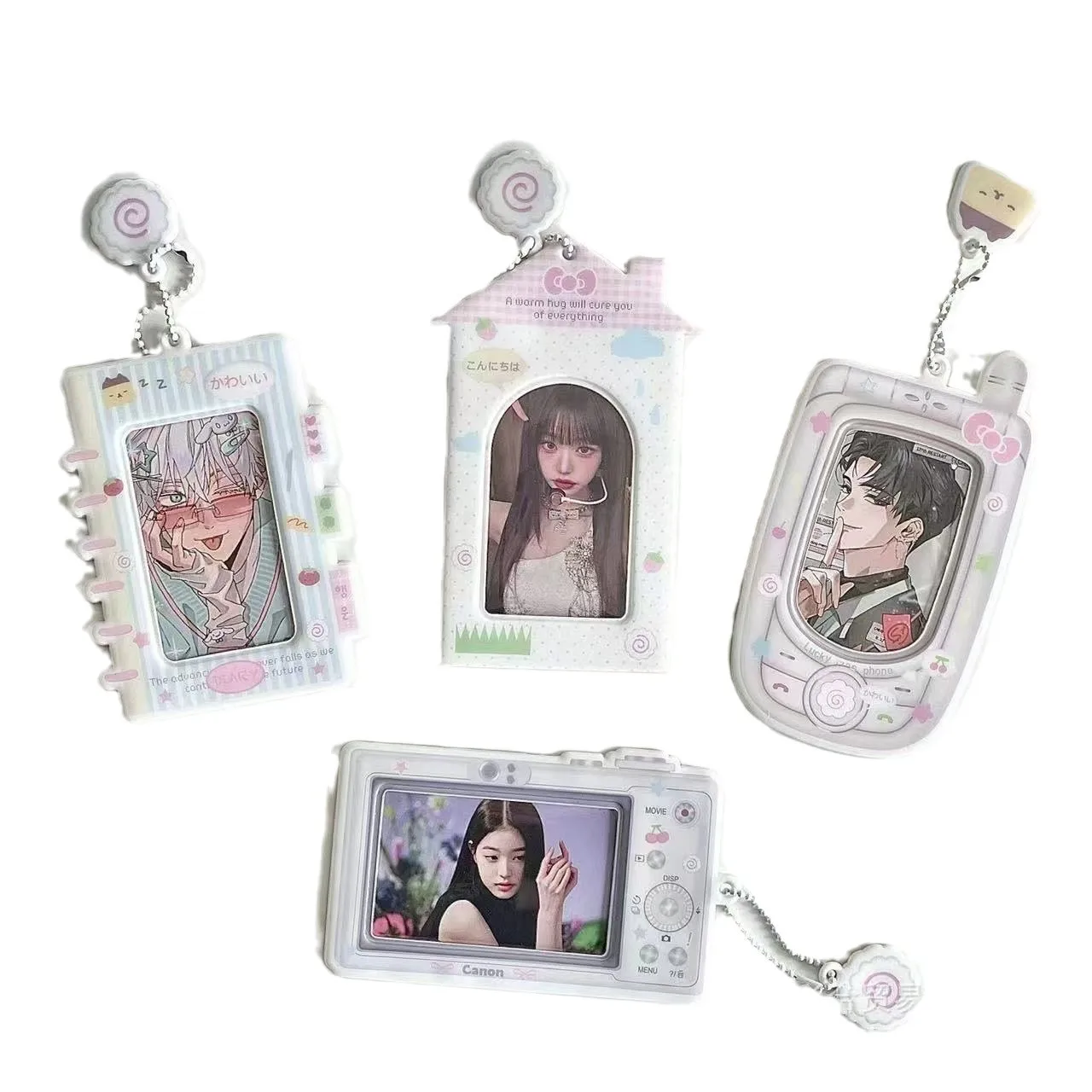 K팝 아이돌 포토카드 홀더 PVC ID 신분증 카드 슬리브 커버 보호대 패션 가방 참 포토카드 디스플레이 홀더 (K팝 팬들을 위한)