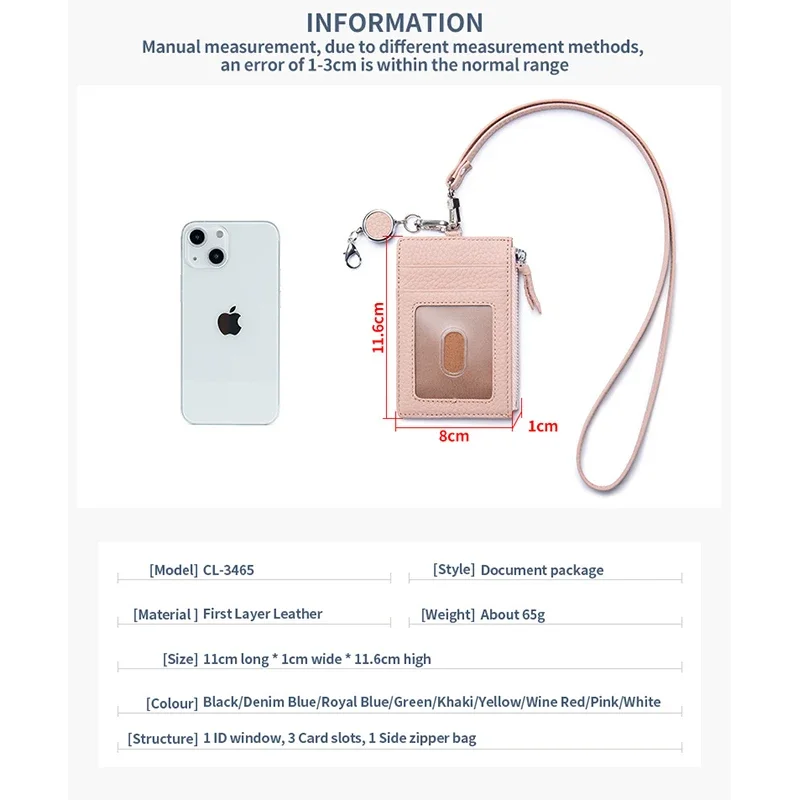 Travel Genuine Leather Student ID Badge Card Holder Lanyard Neck Pouch Bag with Coin Wallet Purse for Students Women Kids Girls