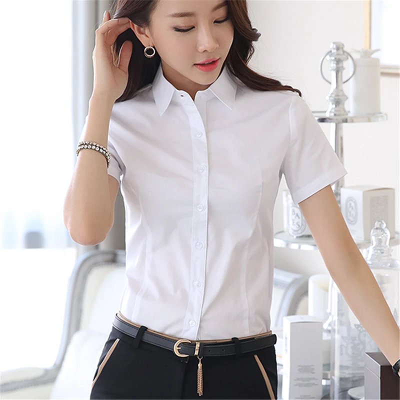 De algodón con botones para Mujer, elegante De Moda color blanco|Camisa| AliExpress