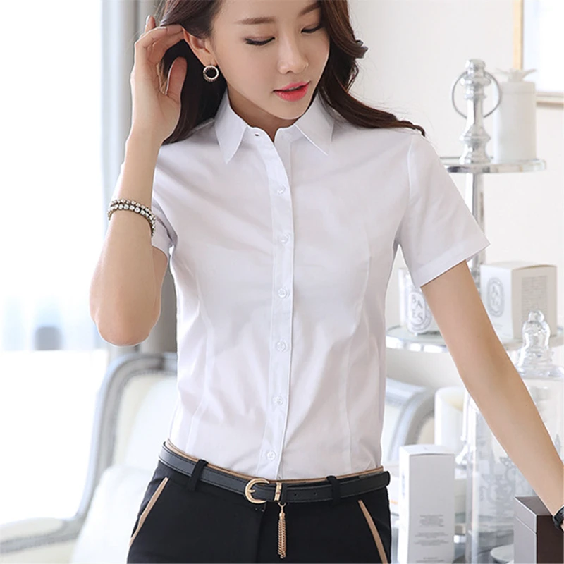 Blusa De algodón con botones para Mujer, camisa elegante Moda coreana, blanco|Camisa| -