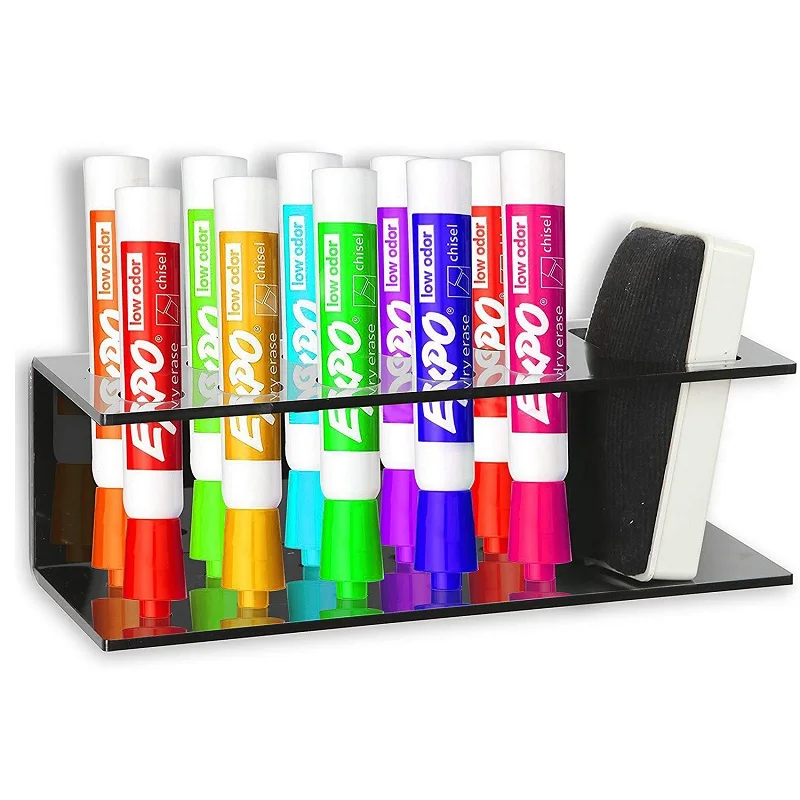 Acrylic Dry Erase Marker Holder Wall Mounted 10 Slots Whiteboard Marker Pen Display Stand Storage Rack For Office School Home