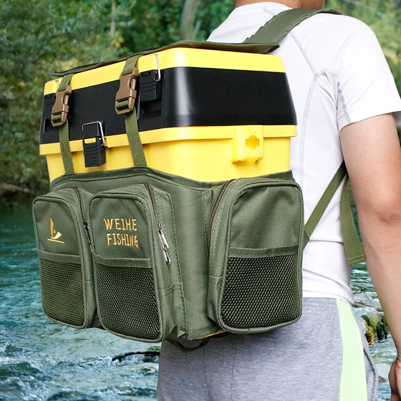 Multiple Pockets Fishing Tackle Storage Case Wear Resistant Heavy Duty  Durable Organizer for Sea Fishing Camping Hunting Hiking