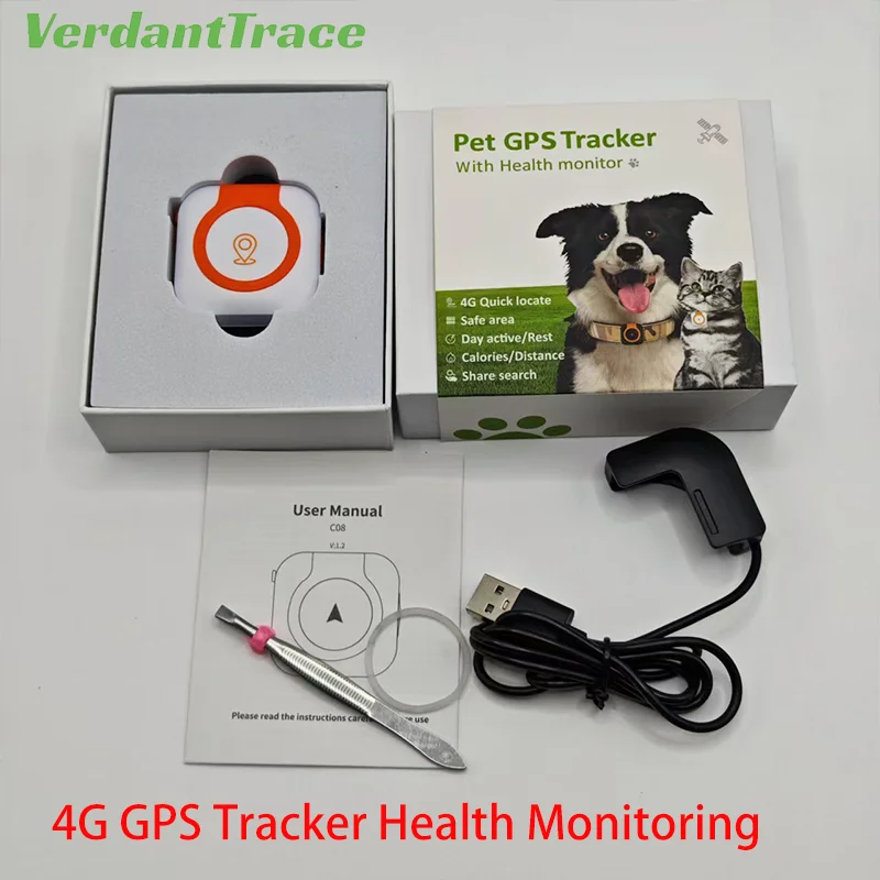 4G GPS Tracker Dog Cat IP67 Waterproof Pet Tracker Geo-fence Dog Collar Monitor Real Time GPS Sports Tracking Health Monitoring