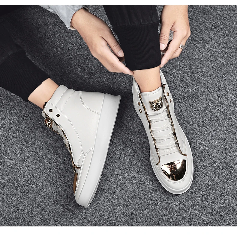 Leather Tourism Waterproof Shoes Men high top Sneakers - Uniqwear