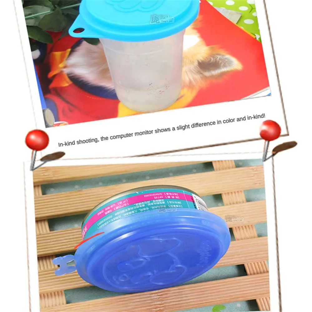 2/3/4PCS Sealed Fresh-keeping Cover Rreusable 13g Dog Accessories Cat Dog Bowl With Lids Lovely Animal Paw Print Design Portable