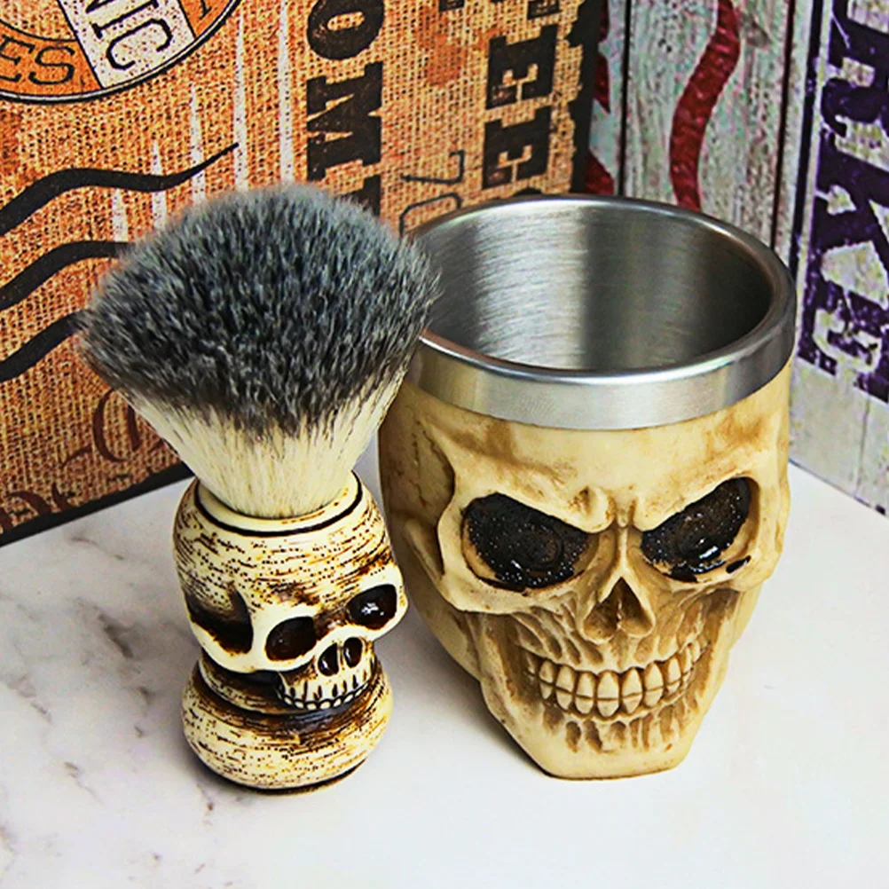 1 set Shaving Brush Set Halloween Gift Men Face Trimmer Portable Bowl Shave Tool Beard Brush Soap Cup Salon Home Use
