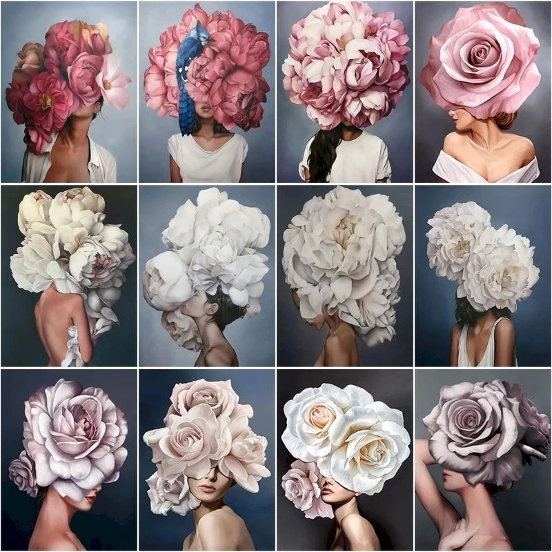 RUOPOTY 프레임 DIY 여성 숫자로 그림 그림 캔버스 번호로 현대 추상 Handpainted 유화 홈 