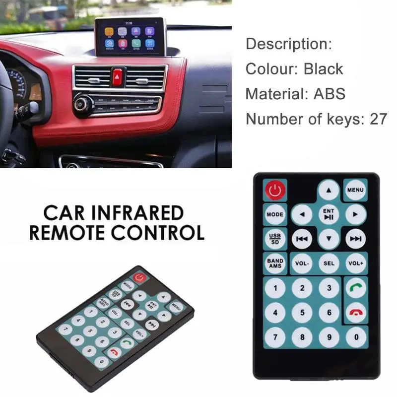 Wireless Remote Controller Media Remote Controller Wireless Media Remote Wireless Media Controller Wireless Remote Control Car MP3 MP-5 Intelligent Remote Control Simple Convenient Copy Operation 27 Keys ABS Material Car Accessories