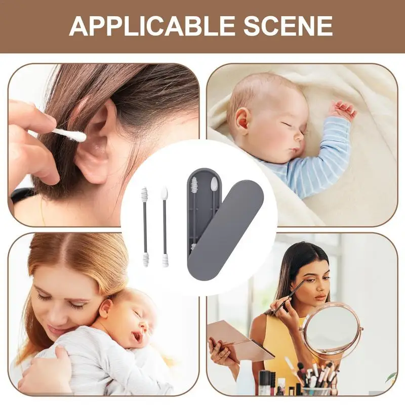 Ear Cleaner Stick Mini Cotton Swabs Reusable Q-tips For Ears Extra Soft BPA Safe Thin Cotton Swabs Kids Safety Silicone