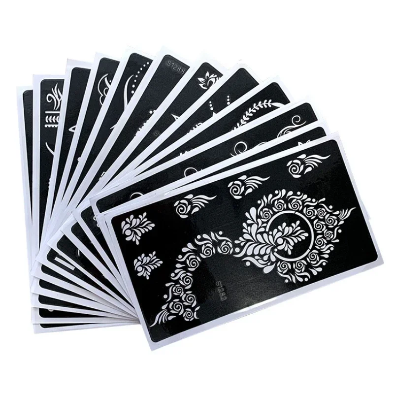Indian Henna Temporary Tattoo Stencil Hand Arm Body Painting Template Tattoo Stencil Stickers Self-adhesive Painted henna tattoo stencils temporary tattoo sticker tattoo sticker