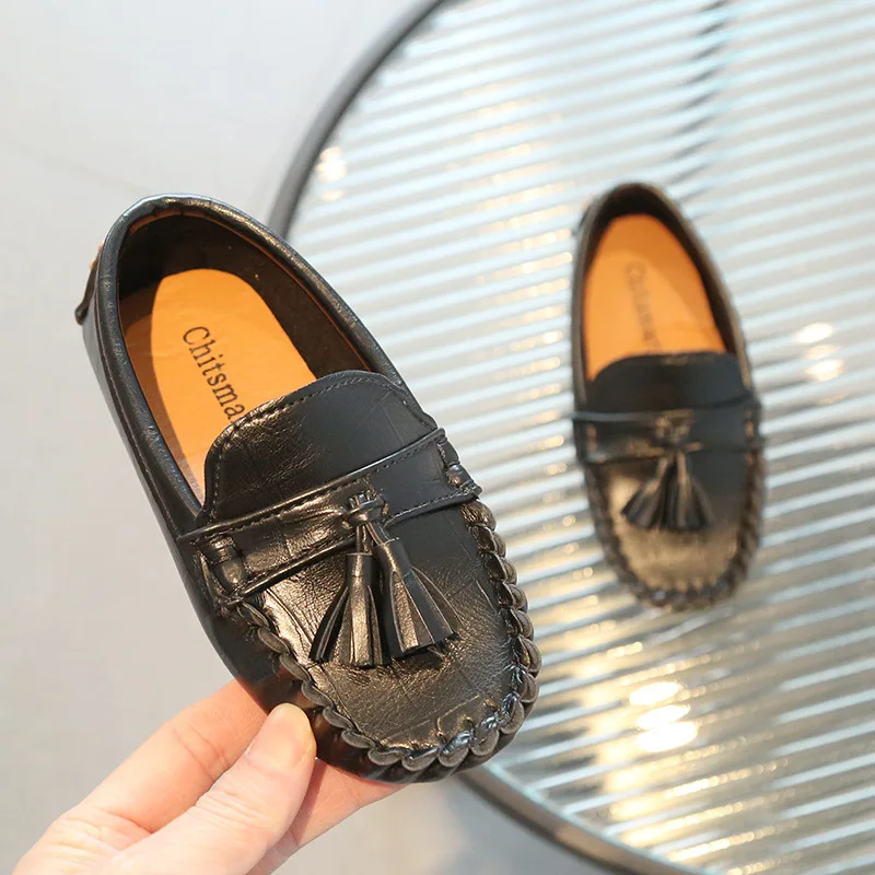 Kids Shoes Boys Girls Slip on Casual Shoes Children Shallow Soft Sole Leather Shoe Toddler Lightweight Flat Loafers Zapatos Ni&ntilde;o