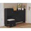 Modern Shoe Cabinet with 4 Flip Drawers, Large Shoe Storage Cabinet with Hidden Stool & Adjustable Shelves, Wood Shoe Rack Organ 1